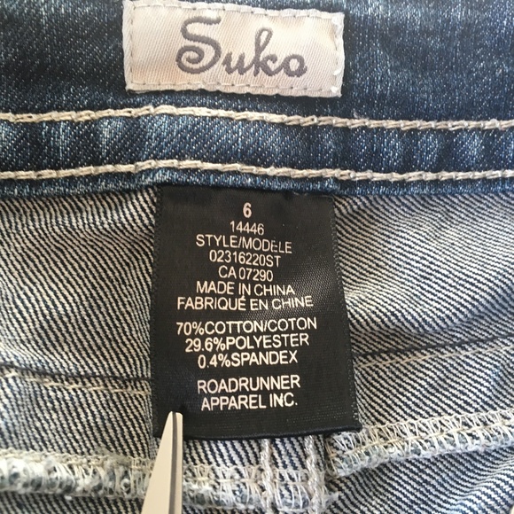 Suko Jeans Boot Cut Embellished Embroidered Faded Dark Wash Low Rise - Picture 2 of 8